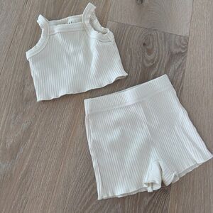 OAT Cream Ribbed Tank and Shorts Set